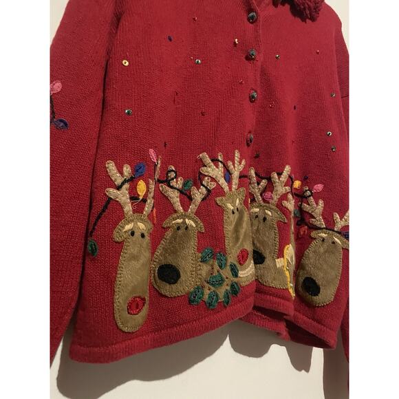 Ugly Christmas Reindeer‎ & Lights Large Red - Picture 3 of 10